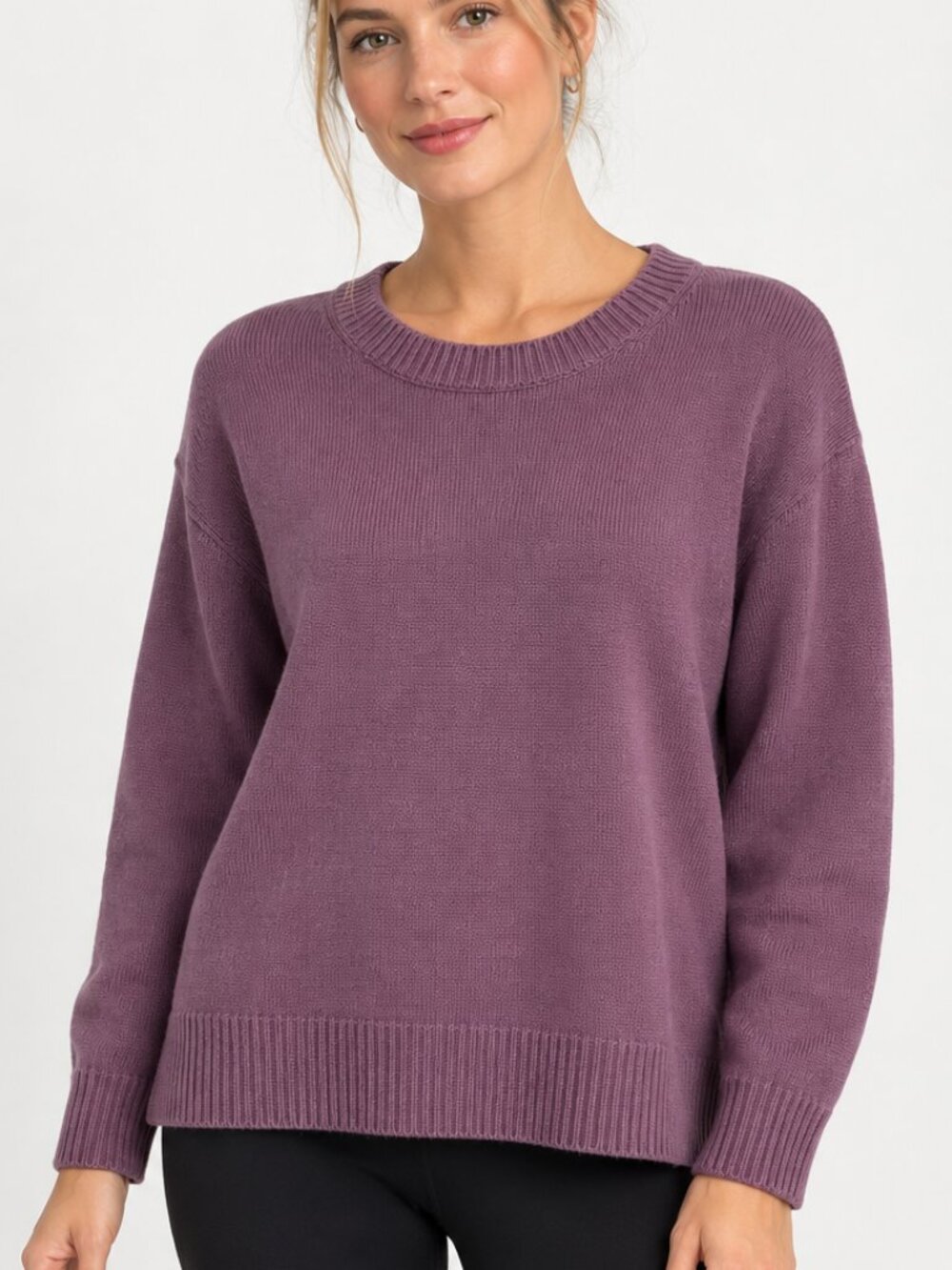 Vince 100% Cashmere Crewneck Long Sleeve Sweater in Purple, Size M